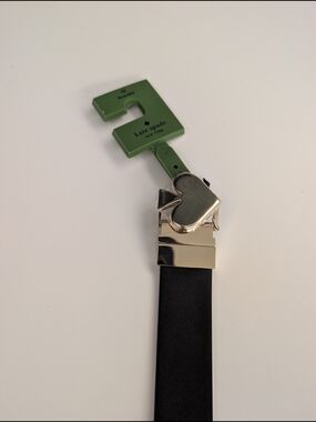 kate spade New York Black Leather Belt with Heart-Shaped Buckle